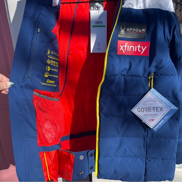 US Ski Team Spyder Rocket GoreTex Infinium Down Jacket Snow Camo Medical Rare  L - Picture 7 of 15